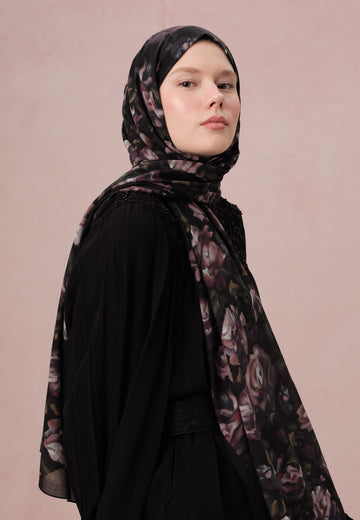 Lavanta Wıld Rose Desen Vual Şal