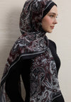 Bordo Dark Bohemy Desen İpek Krep Şal