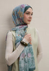 Mint Flower Dreams Desen İpek Krep Şal