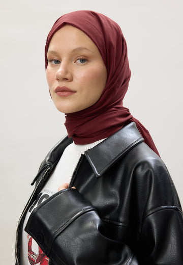 Bordo İnce Pamuk Vual Şal