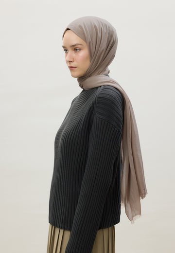 Naturel Bej İnce Pamuk Vual Şal