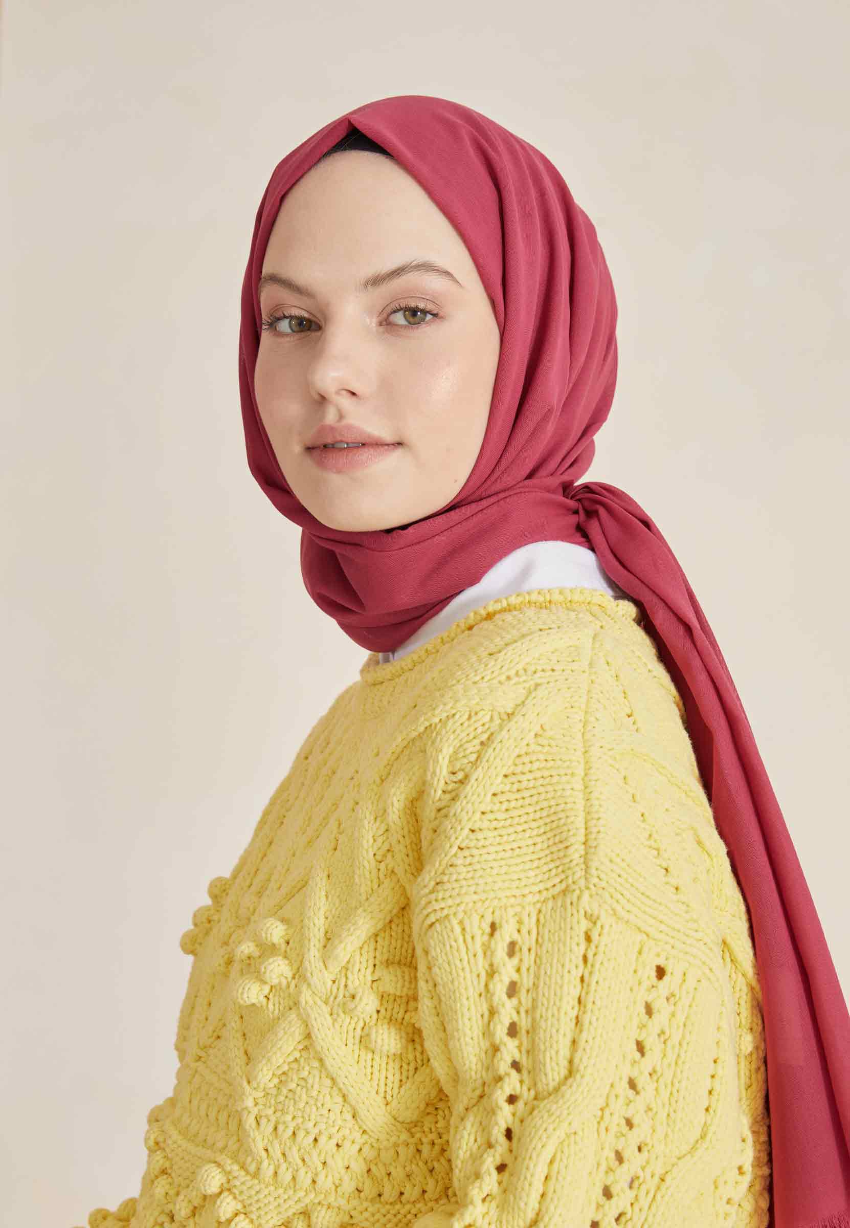 Fuşya İnce Pamuk Vual Şal