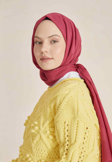Fuşya İnce Pamuk Vual Şal