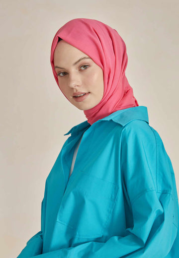 Koyu Pembe İnce Pamuk Vual Şal
