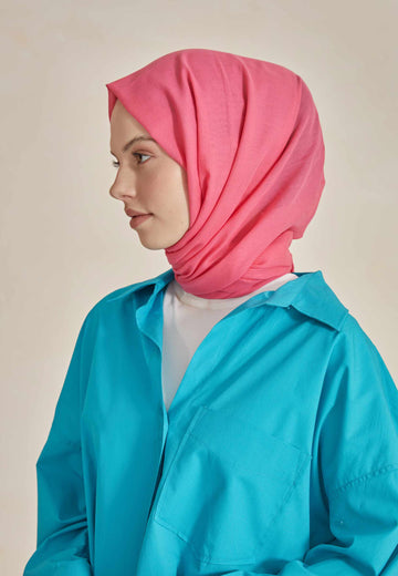 Koyu Pembe İnce Pamuk Vual Şal