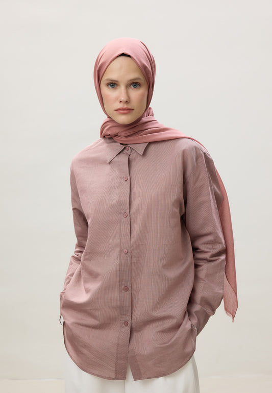 Gül Pembe İnce Pamuk Vual Şal