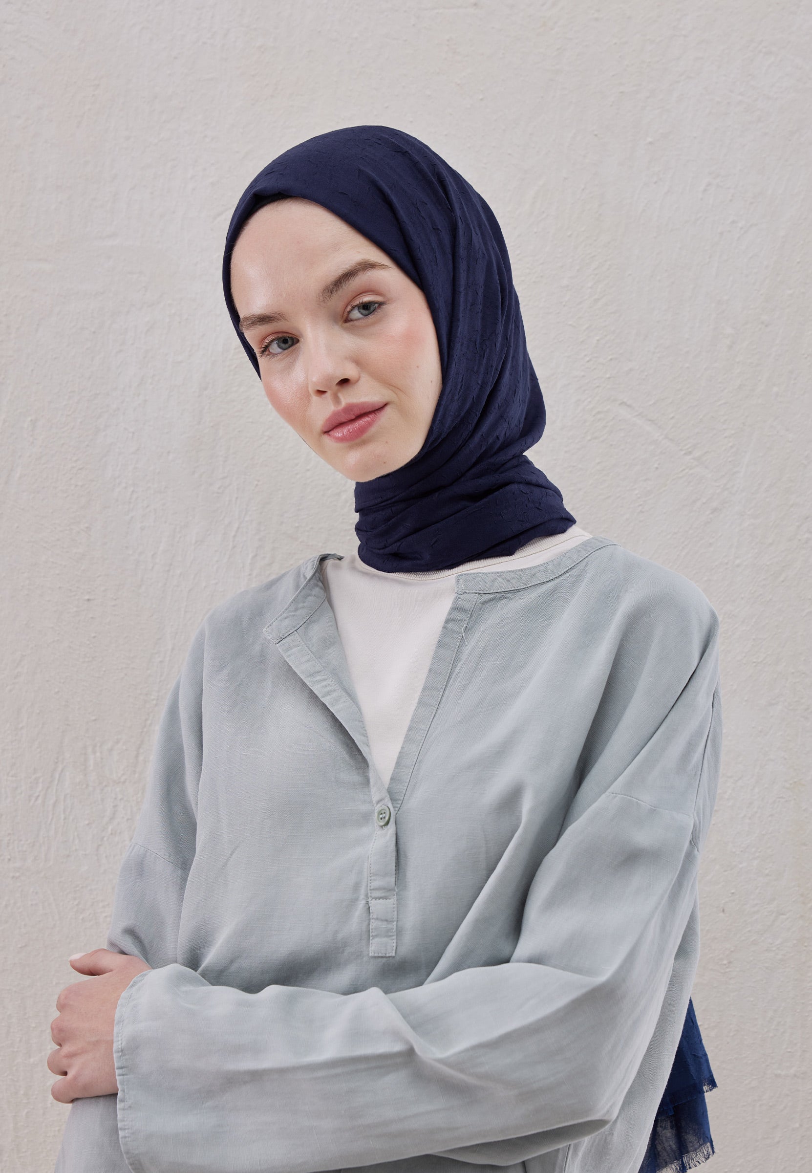 Lacivert Bambu Şal