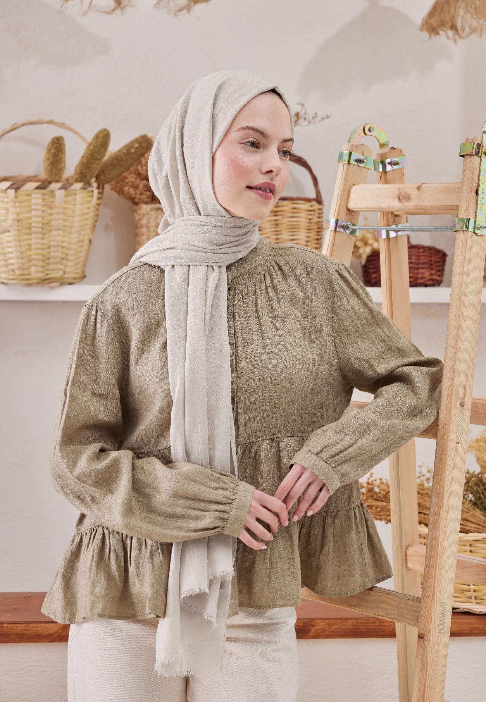 Fildişi Bambu Şal