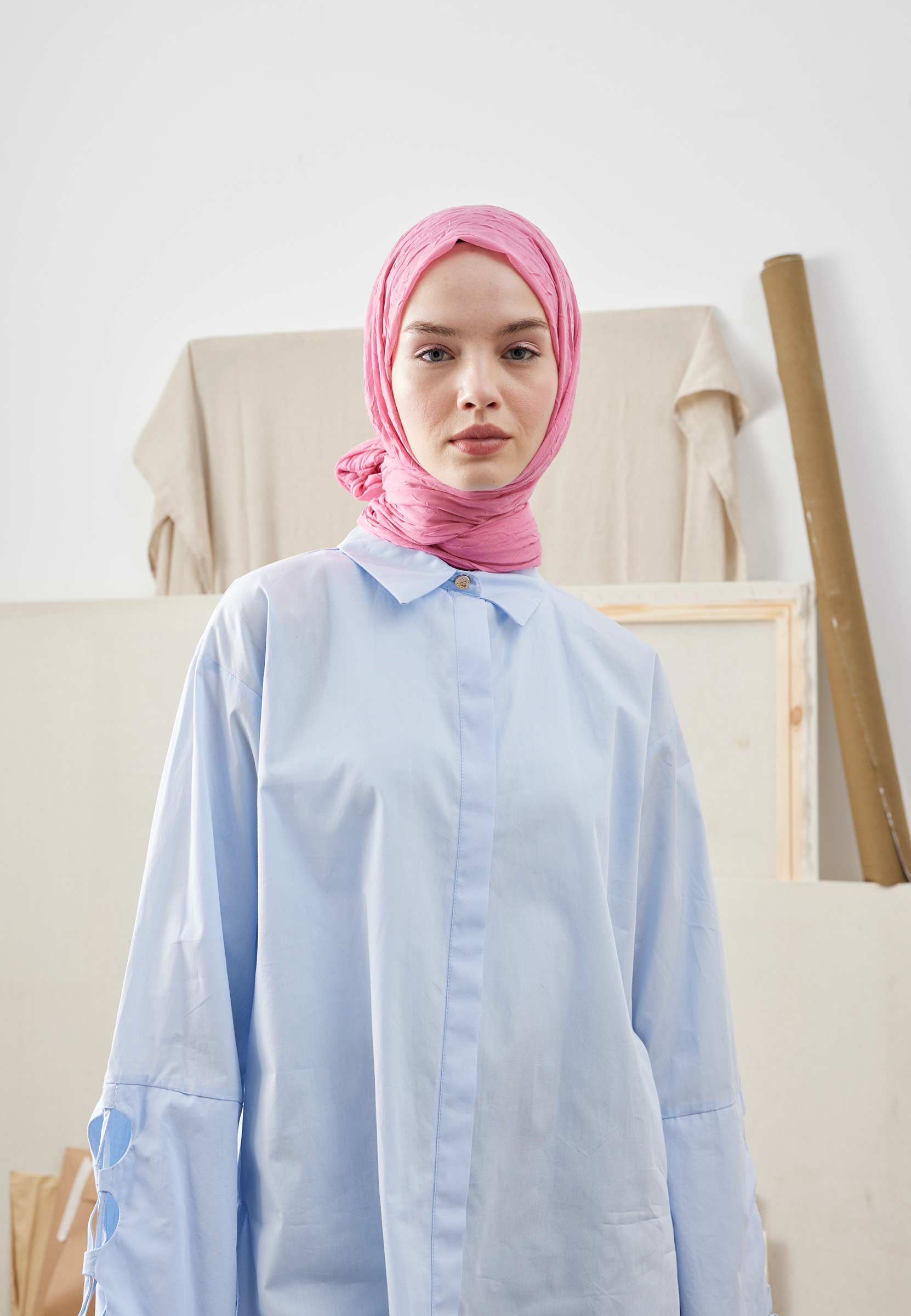 Pembe Bambu Şal