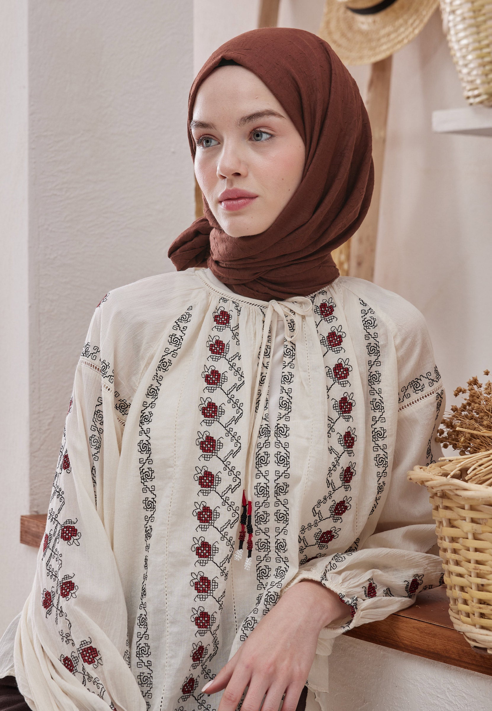 Bambu Şal Kızılcık