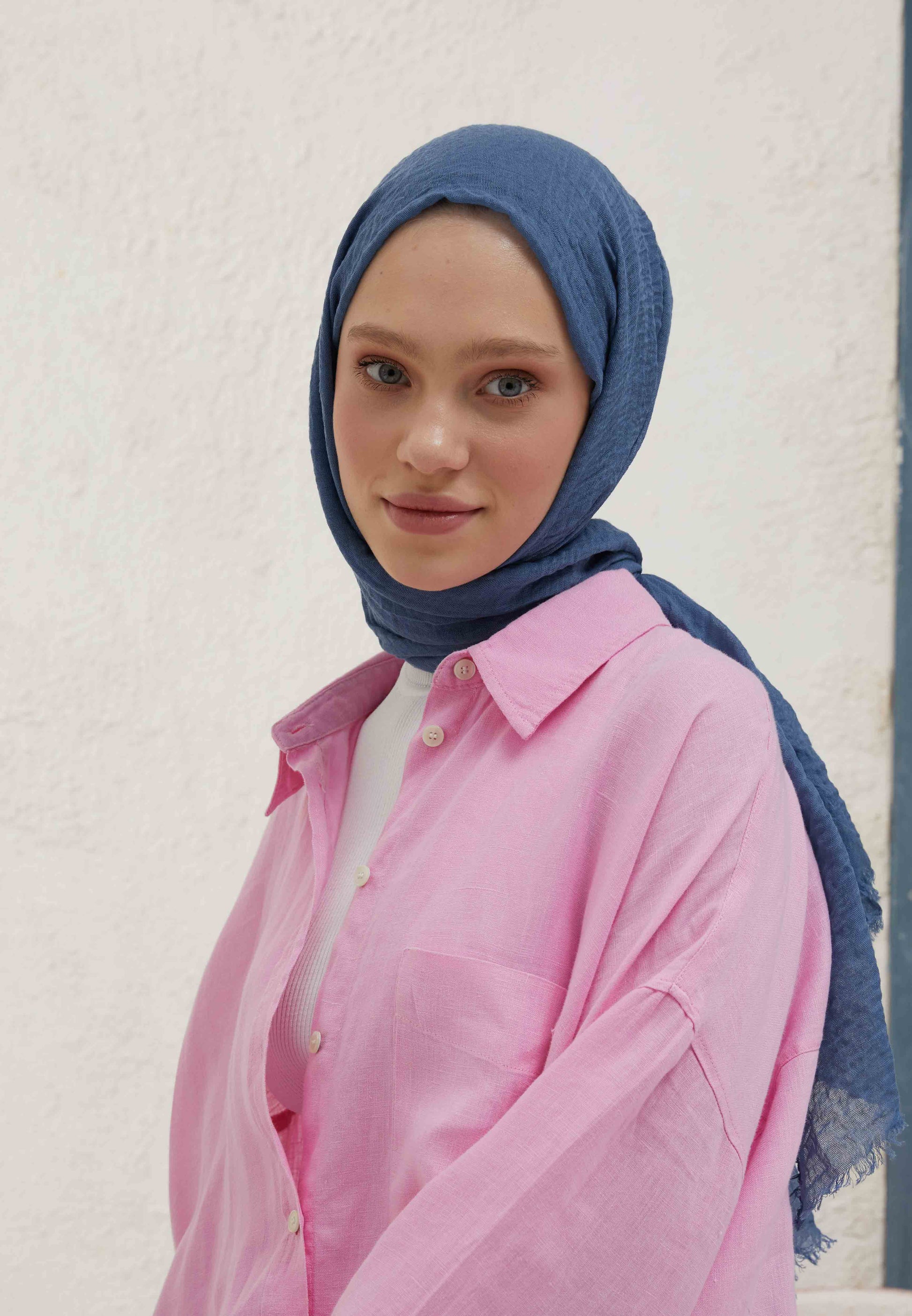 Gök Mavi Bürümcük Şal