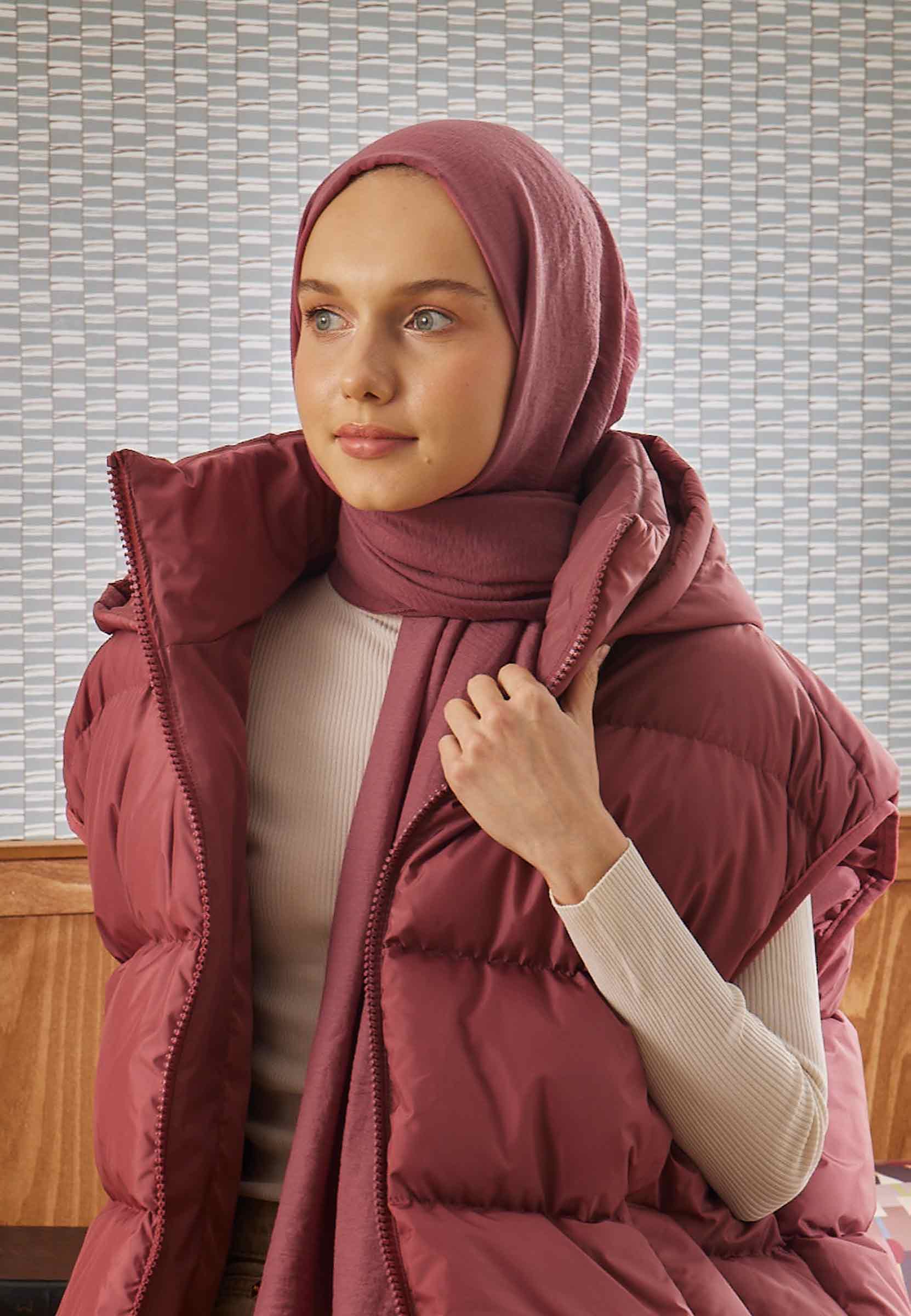 Gül Pembe Pamuk Crash Şal