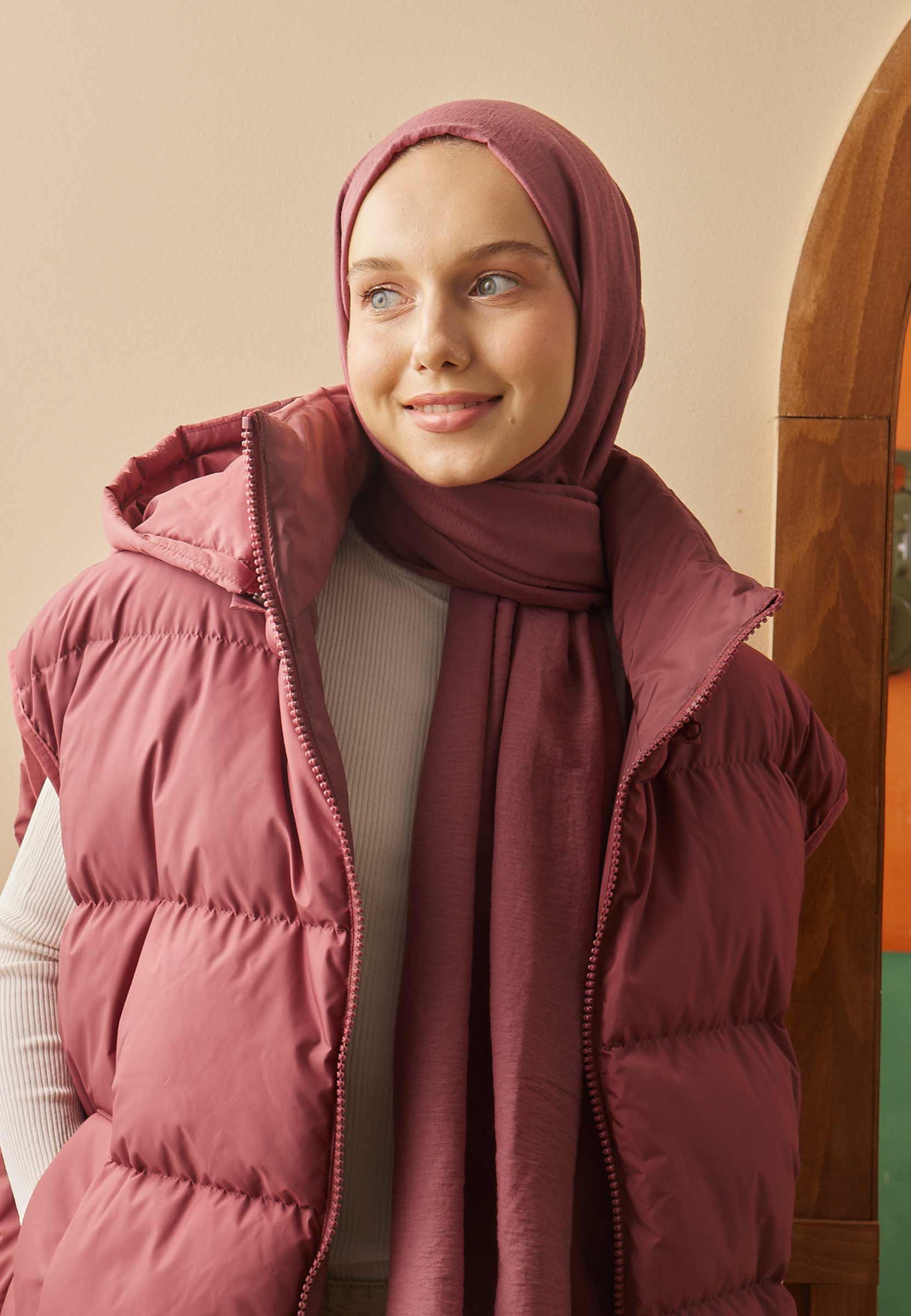 Gül Pembe Pamuk Crash Şal
