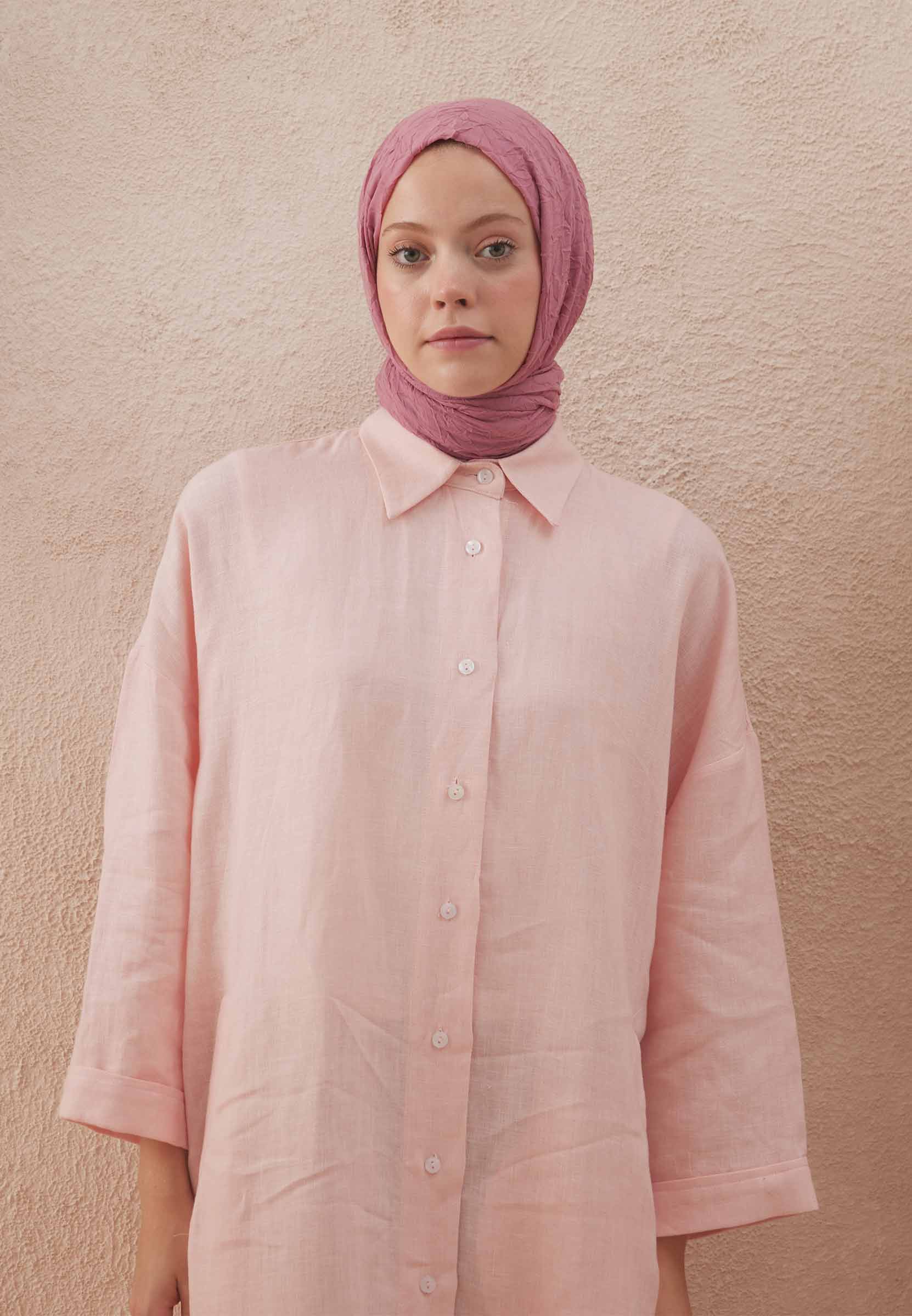 Soft Pembe Vual Crash Şal
