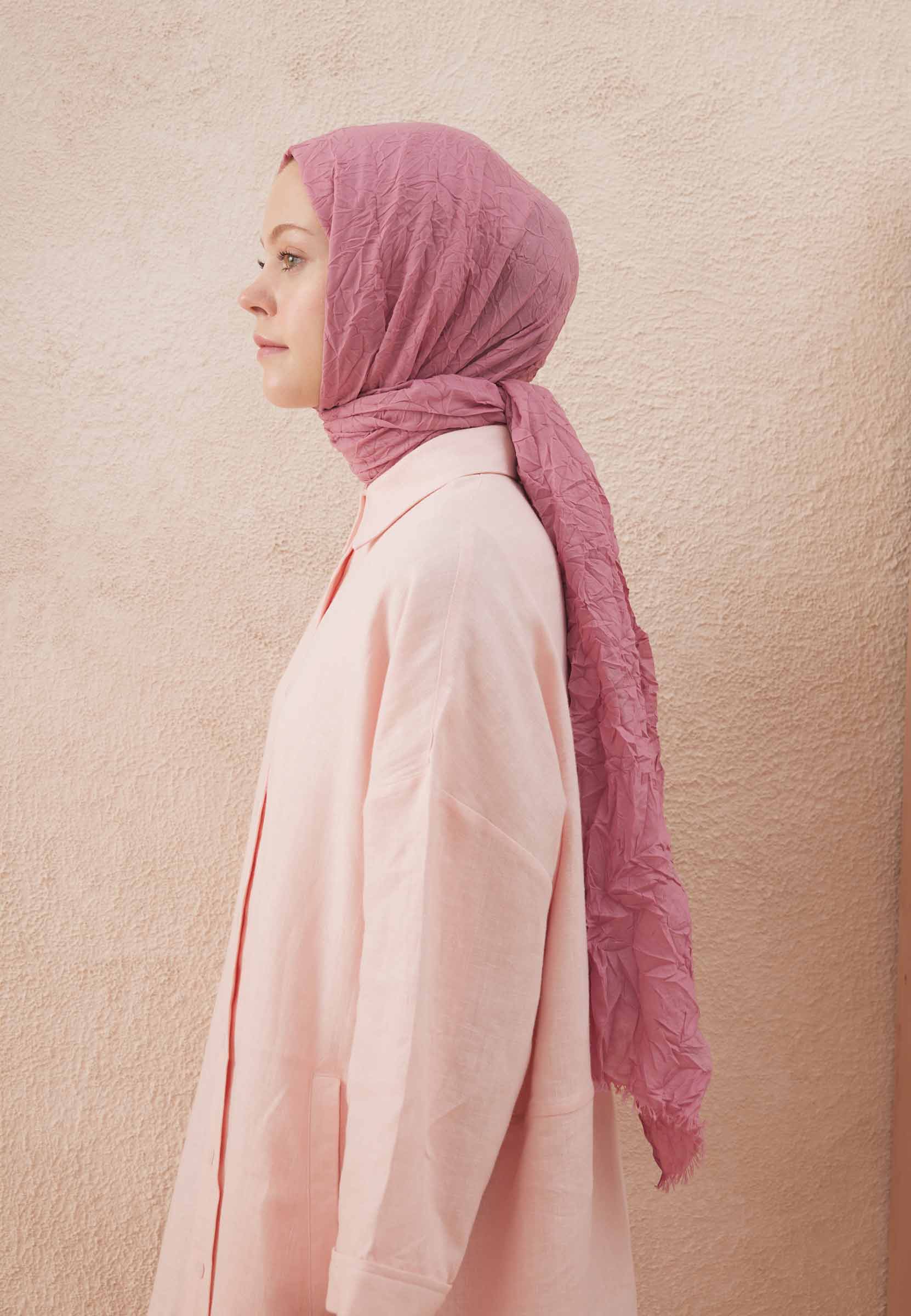 Soft Pembe Vual Crash Şal