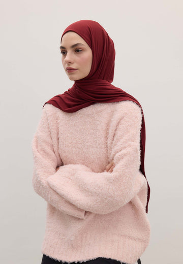 Bordo Bambu Penye Şal