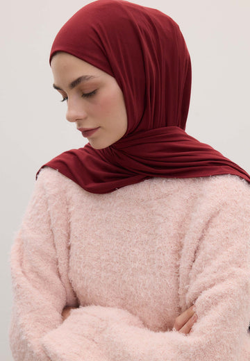 Bordo Bambu Penye Şal