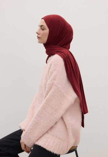 Bordo Bambu Penye Şal