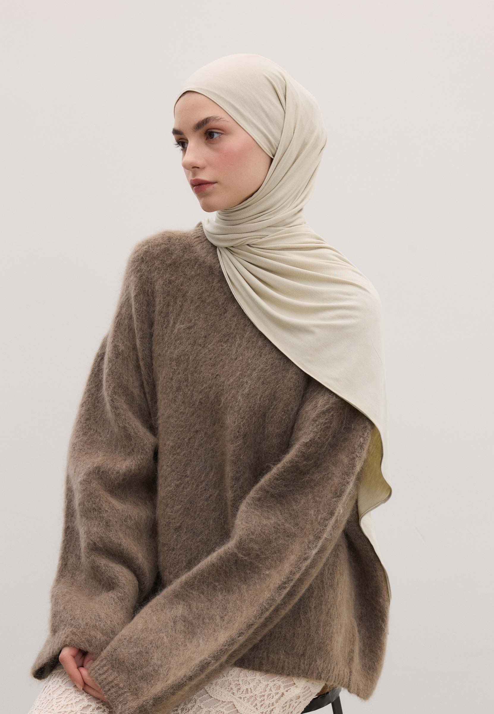 Uçuk Yeşil Bambu Penye Şal