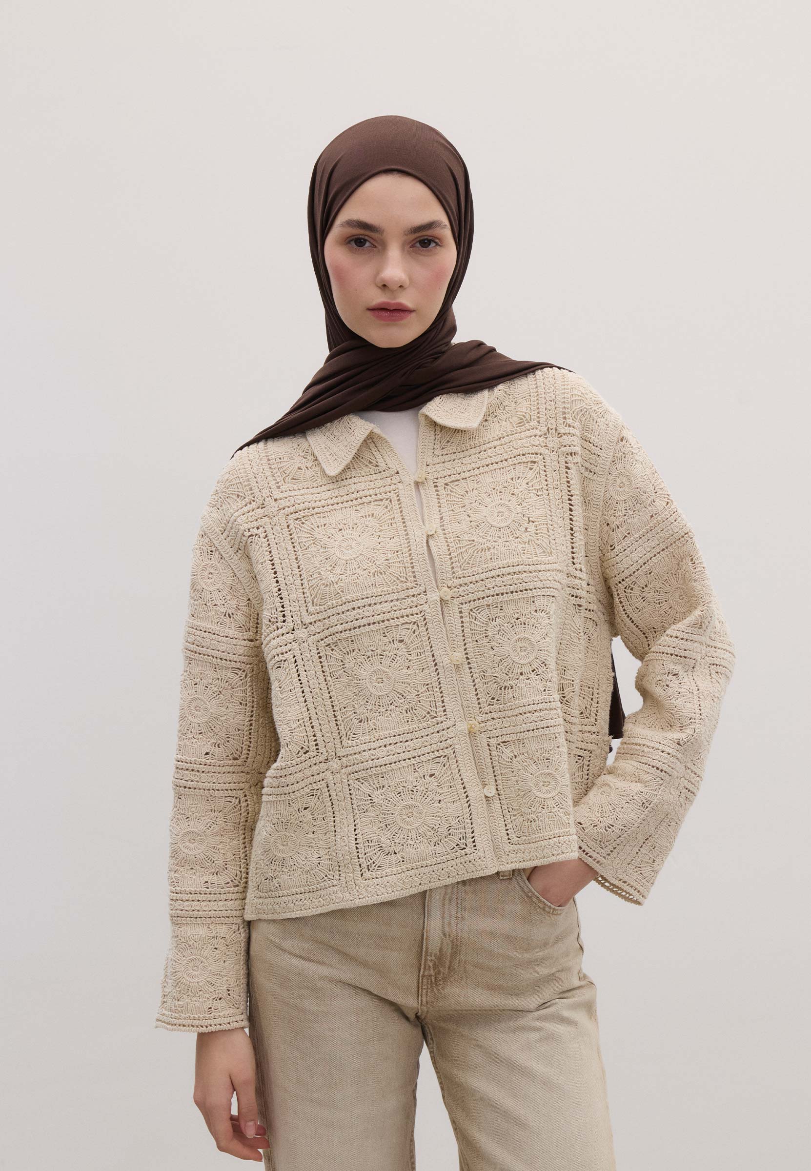 Acı Kahve Bambu Penye Şal