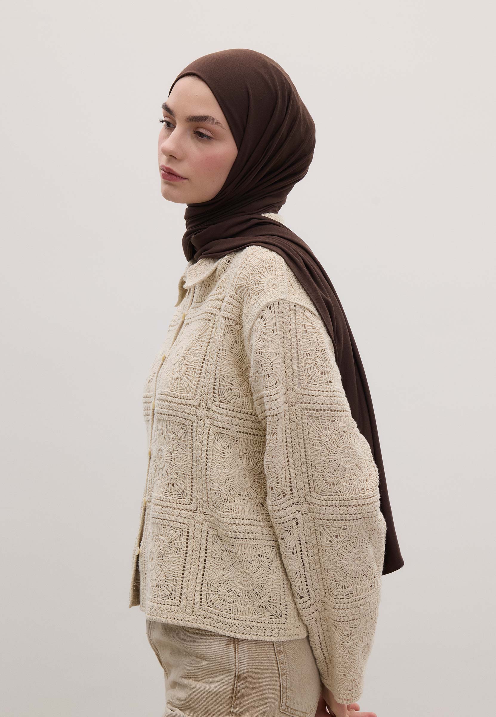 Acı Kahve Bambu Penye Şal