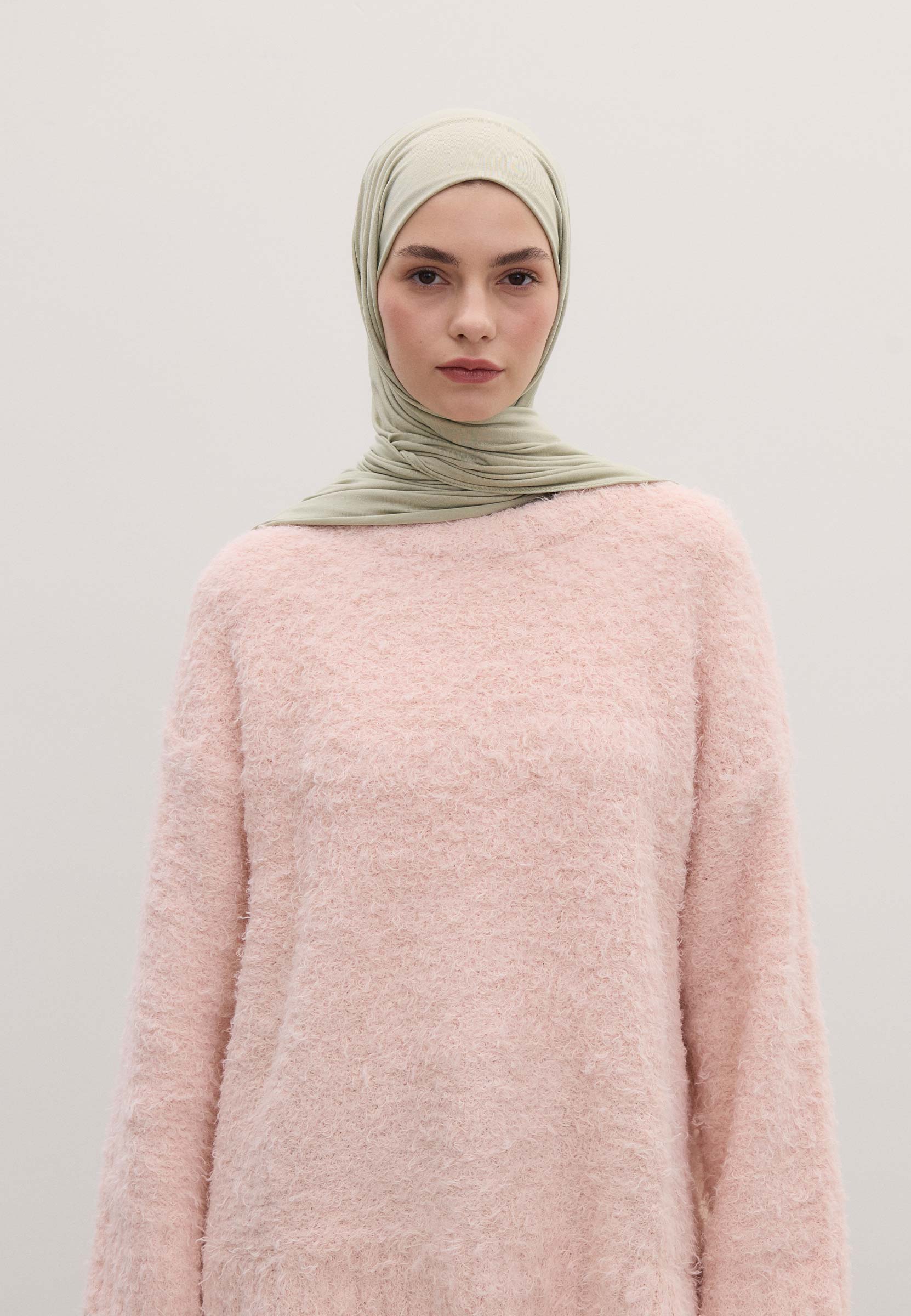 Pastel Yeşil Bambu Penye Şal