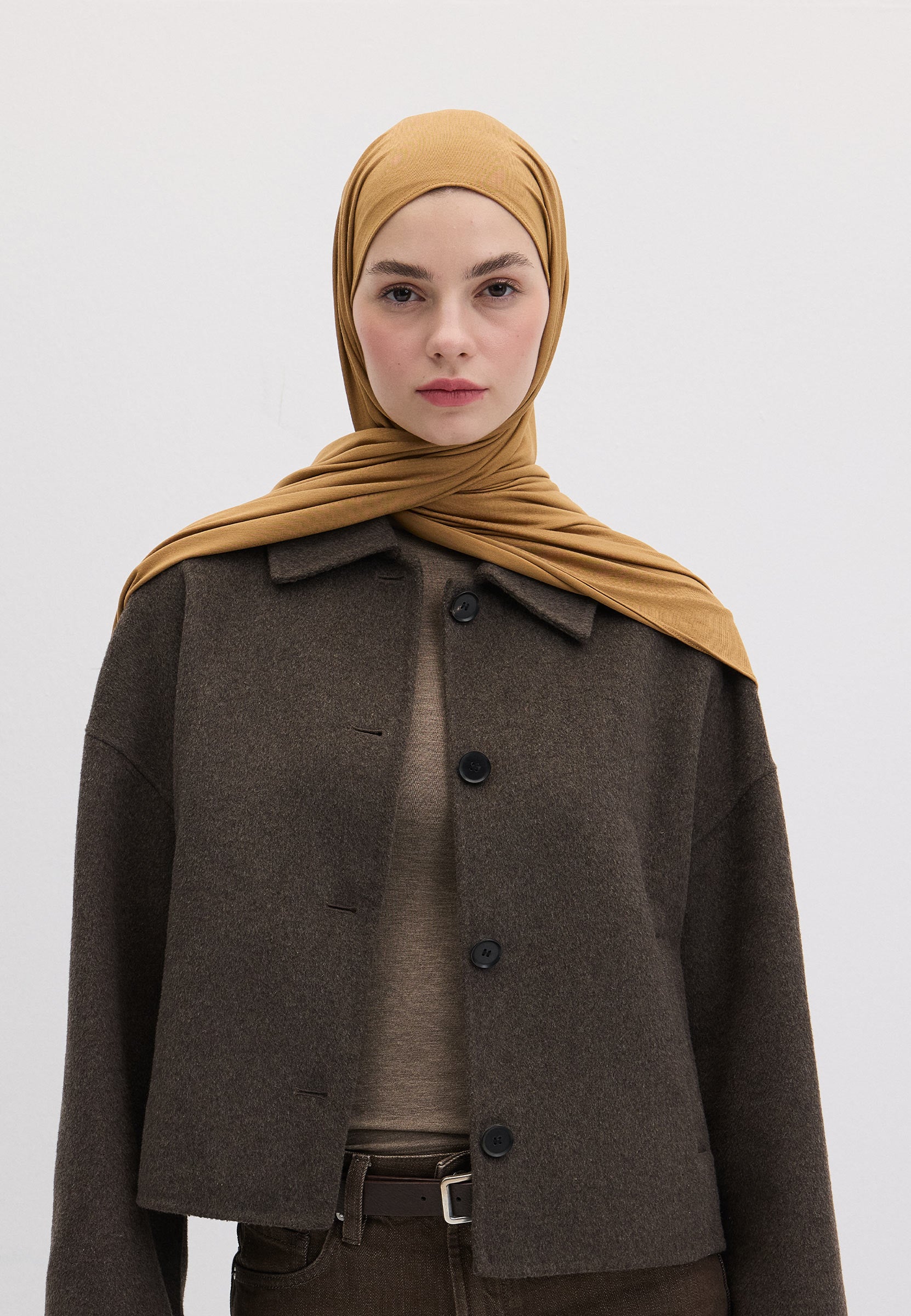 Camel Bambu Penye Şal