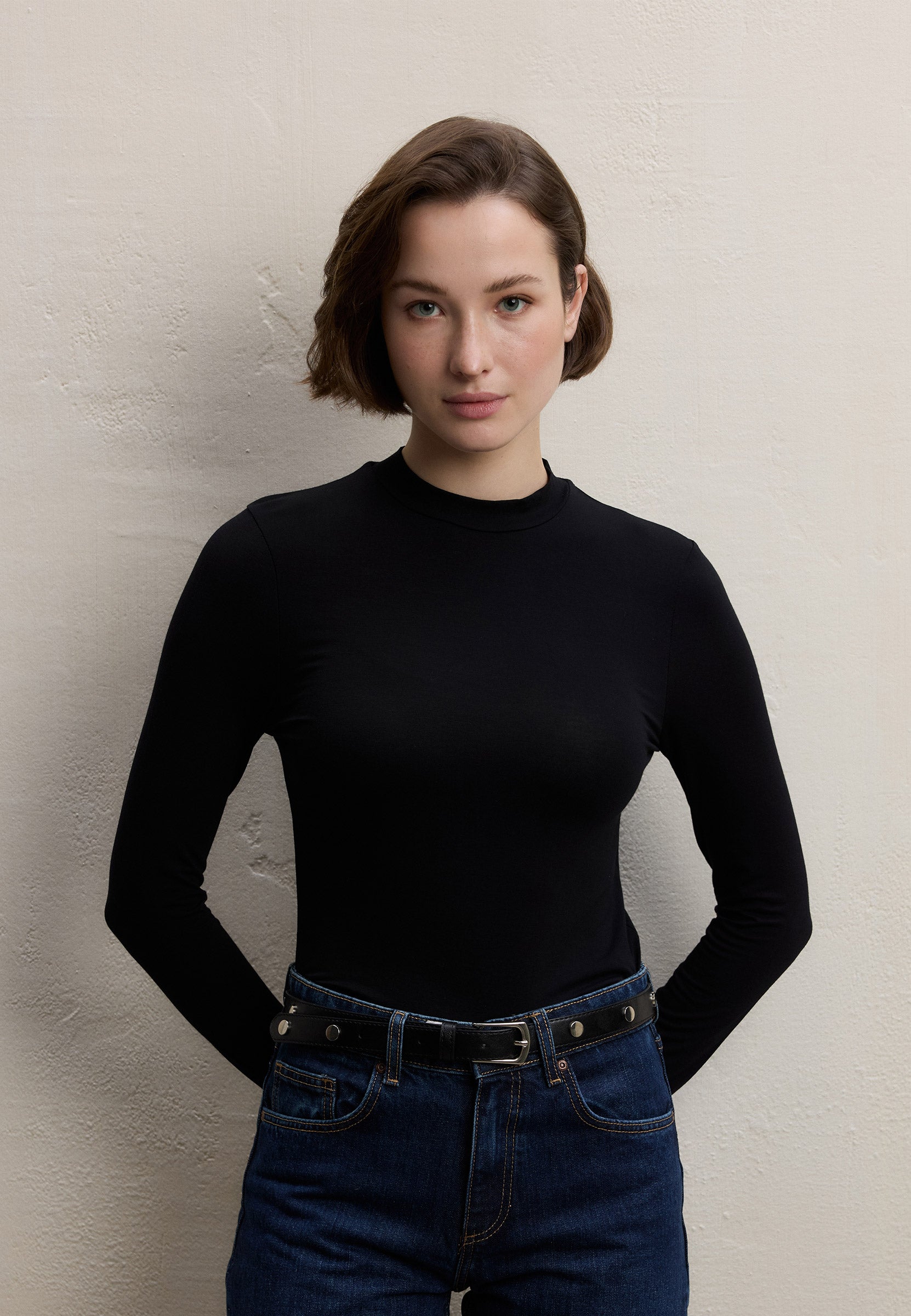 Siyah Uzun Kol Bambu Body