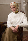 Kiremit Dıtsy Leaves Desen Pamuklu Viskon Eşarp