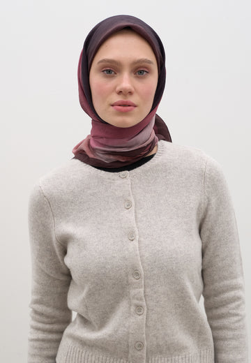 Bordo Ombre Desen Pamuklu Viskon Eşarp