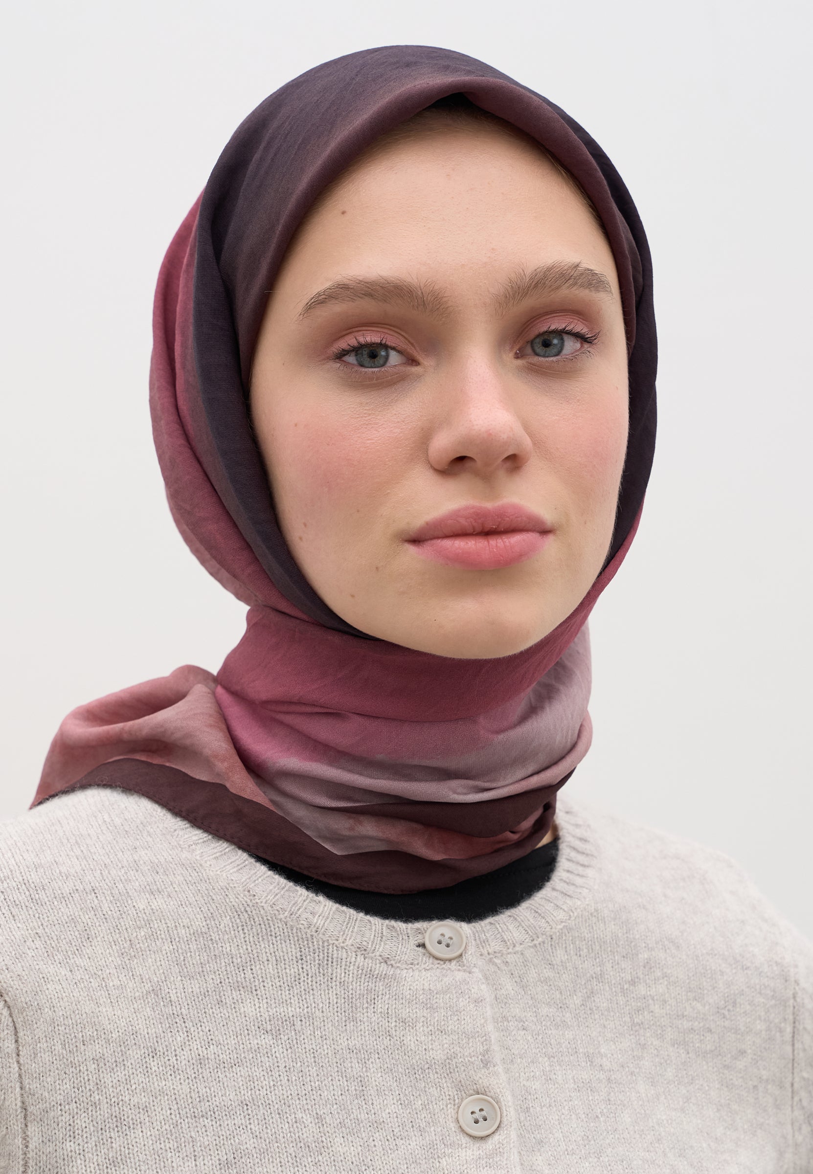 Bordo Ombre Desen Pamuklu Viskon Eşarp