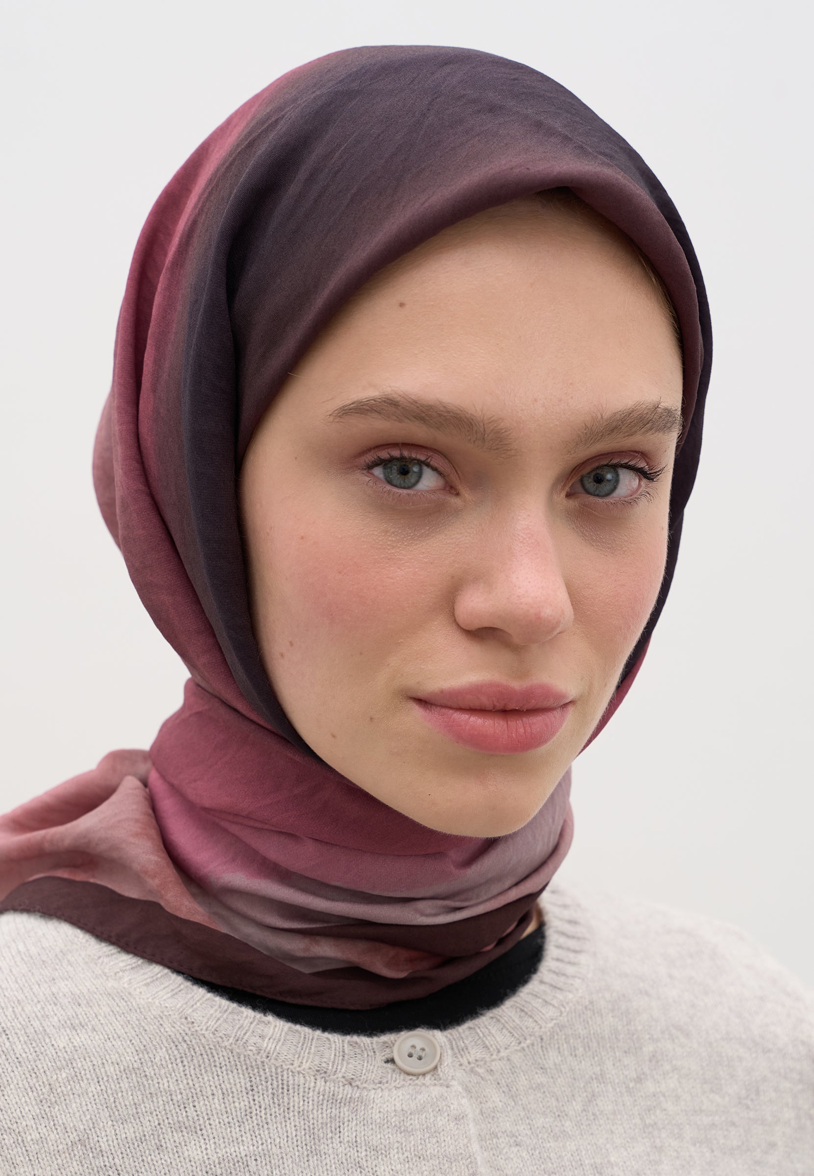 Bordo Ombre Desen Pamuklu Viskon Eşarp