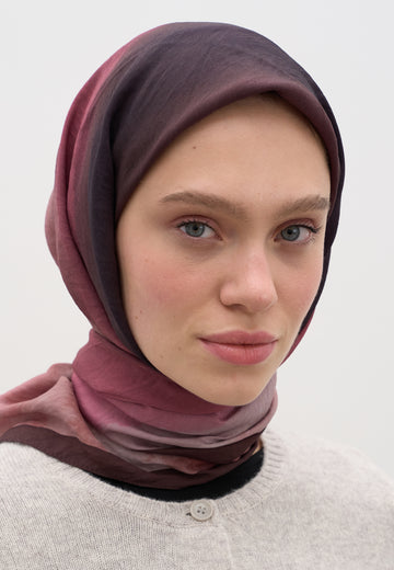Bordo Ombre Desen Pamuklu Viskon Eşarp