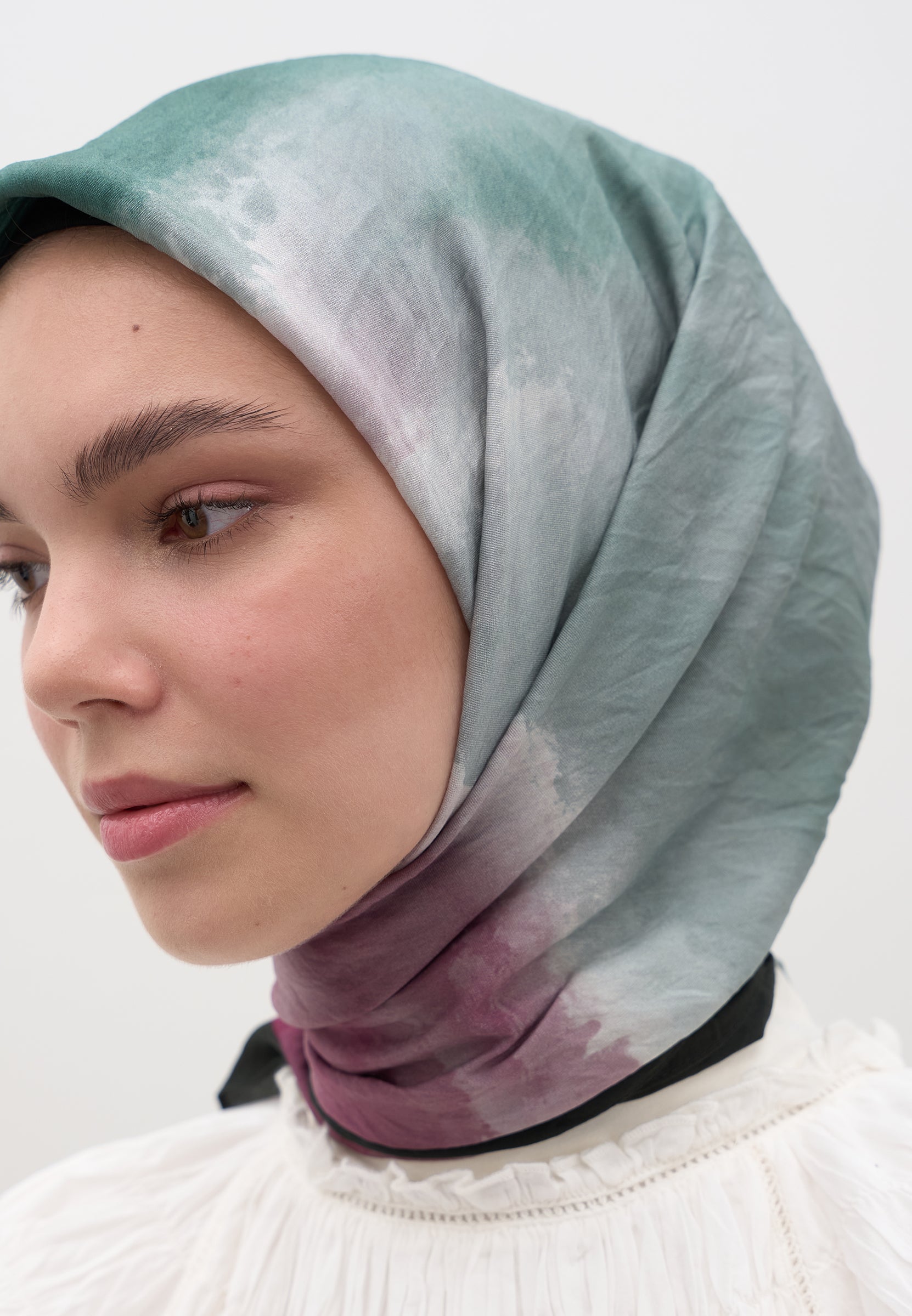 Mint Yeşili Ombre Desen Pamuklu Viskon Eşarp