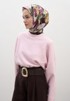 Mürdüm Rose Breeze Desen Pamuklu Viskon Eşarp