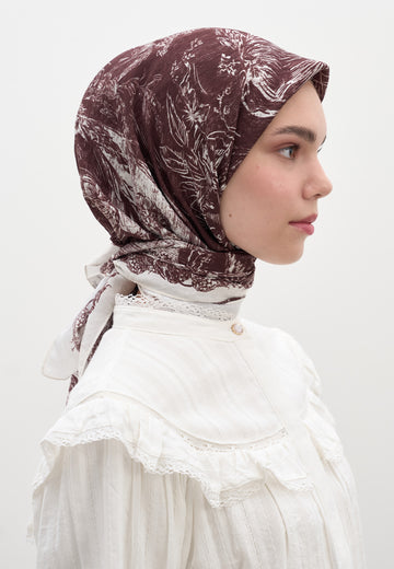 Bordo Secret Elegance Desen Pamuklu Viskon Eşarp