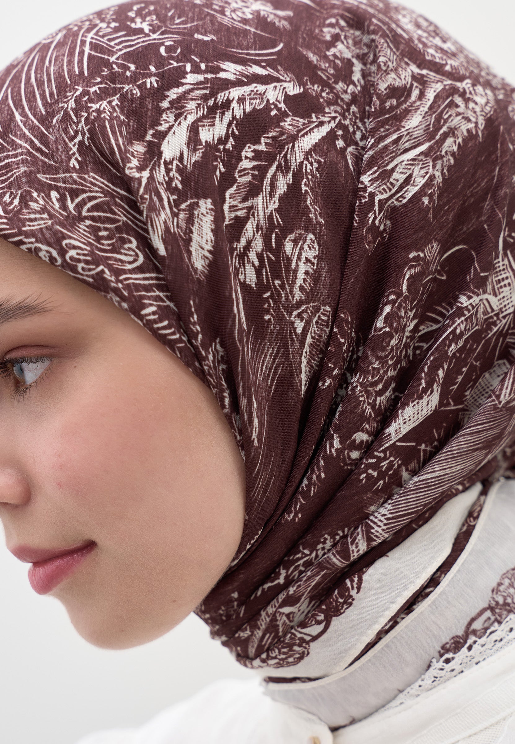 Bordo Secret Elegance Desen Pamuklu Viskon Eşarp