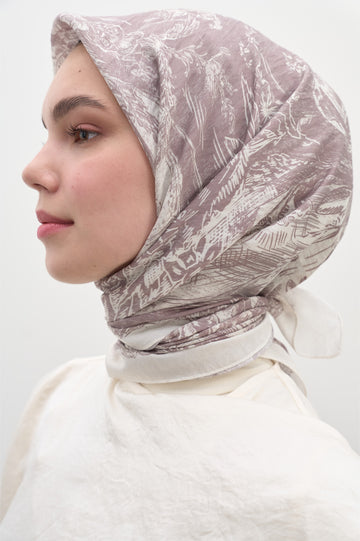 Lila Secret Elegance Desen Pamuklu Viskon Eşarp