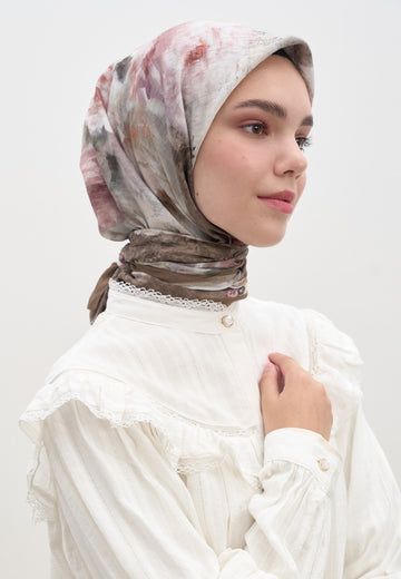 Vizon Vıntage Rose Desen Pamuklu Viskon Eşarp