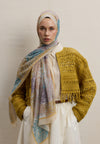 Soft Sarı Paısley Patch Desen İpek Krep Şal