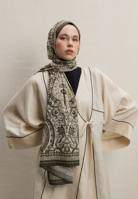 Haki Elegant Desen Şal