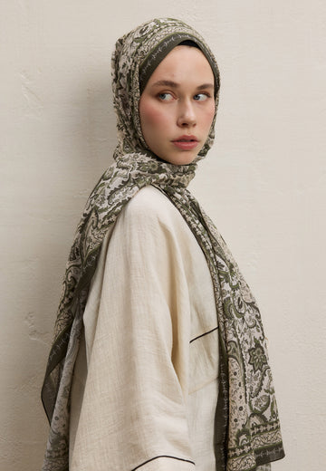 Haki Elegant Desen Şal