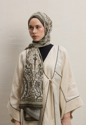 Haki Elegant Desen Şal