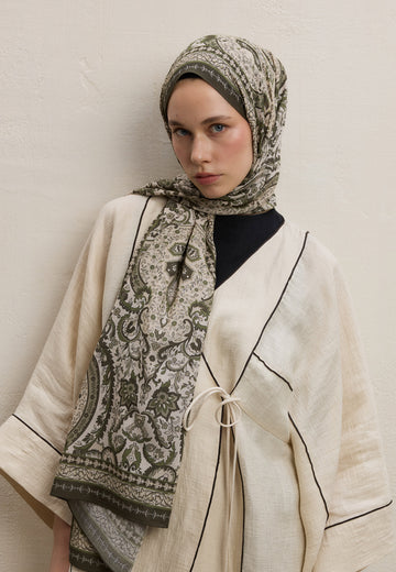 Haki Elegant Desen Şal