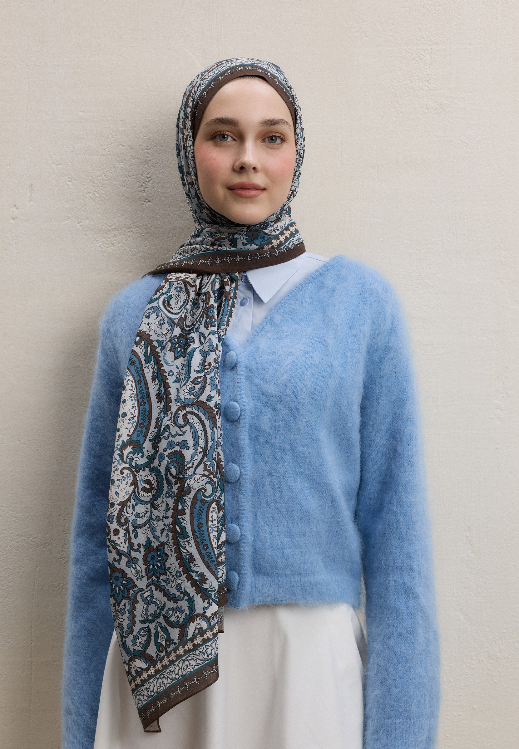 Kahve Elegant Desen Şal