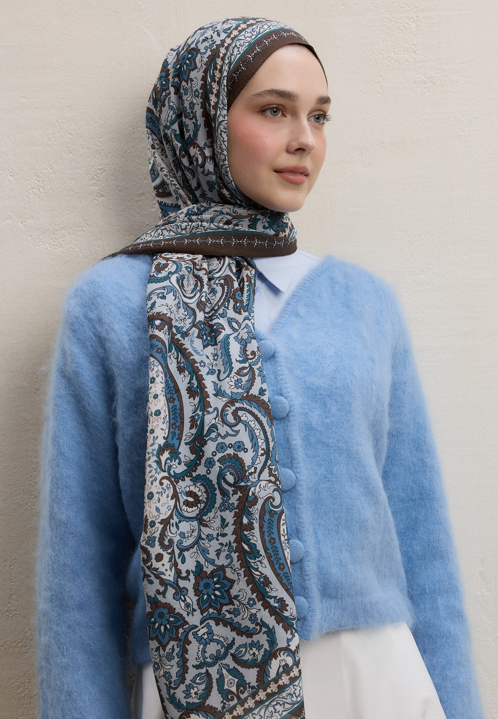 Kahve Elegant Desen Şal