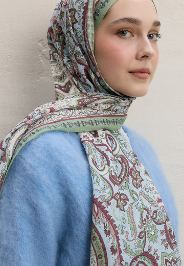 Mint Yeşili Elegant Desen Şal