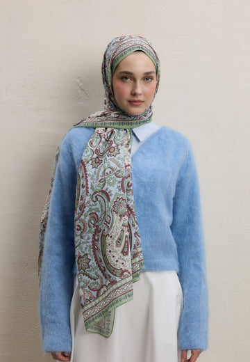 Mint Yeşili Elegant Desen Şal