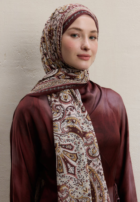 Vişne Elegant Desen Şal