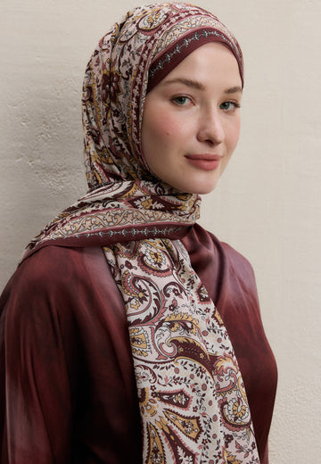 Vişne Elegant Desen Şal